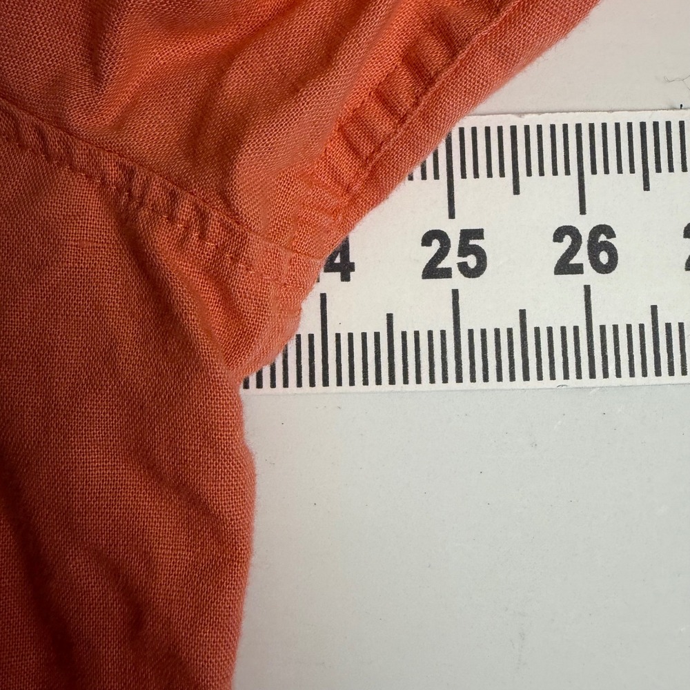 Talbots Womens L Shirt Linen Cotton Blend Coral Button Up Roll Tab Long Sleeve - Picture 7 of 11